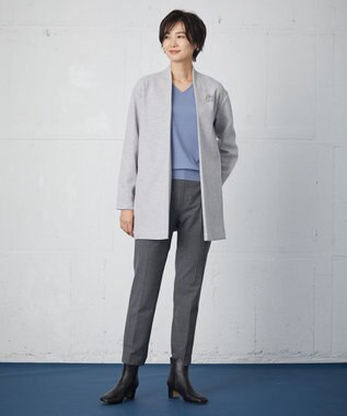 J.PRESS LADIES S 【洗える】アルガンシルクチェック テーパード パンツ ライトグレー系3