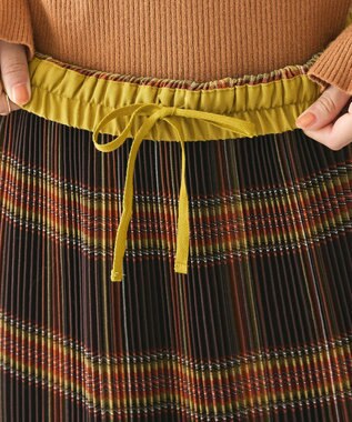 CRAFT STANDARD BOUTIQUE 配色チェックプリーツスカート Orange
