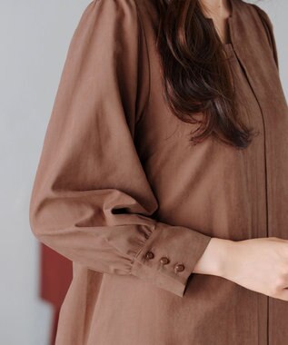 Tiaclasse 【洗える】ピーチスキンAラインワンピース キャメル