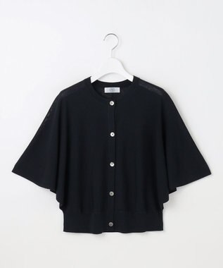 J.PRESS LADIES S 【洗える・抗菌防臭】COTTON ACETATE DRY バタフライスリーブ カーディガン ネイビー系