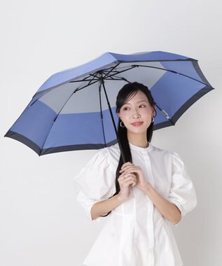 MOONBAT FURLA(フルラ) カラーボーダー 折りたたみ傘 大きめ 55cm 日本製 サックスブルー