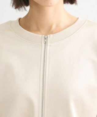 Green Parks サテンボンディングＺｉｐカーディガン Ecru