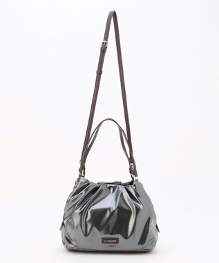 LA BAGAGERIE ソフトエナメル2WAYハンドバッグ Mサイズ ガンメタリック