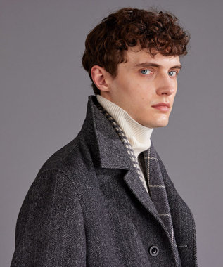 JOSEPH ABBOUD 【ソフト/軽量/JAPANファブリック】 アンゴラウールビーバー ステンカラー コート グレー系