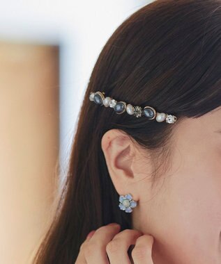 Tiaclasse ストーン＋パール　ワンロウバレッタ ブルー