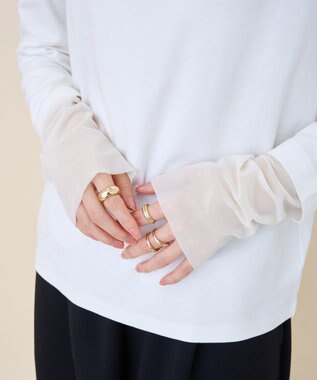 AMERICAN HOLIC 袖チュールレイヤードプルオーバー Off White