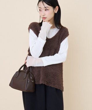 AMERICAN HOLIC 袖チュールレイヤードプルオーバー Border