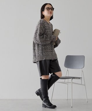 AMERICAN HOLIC メランジルーズニットプルオーバー Charcoal Gray