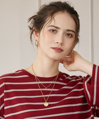 23区 クリスタル付き 2WAY コイン ネックレス ゴールド系