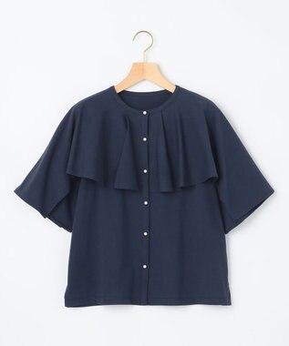組曲 【洗える】ブラウスライクジャージーポンチョライク カットソー ネイビー系