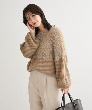 Green Parks ・Ｐｅｔｉｔ　Ｆｌｅｕｒ　シャギーキリカエニット Gray Beige