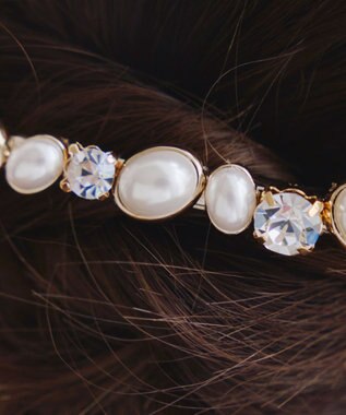 Tiaclasse ストーン＋パール　ワンロウバレッタ オフホワイト