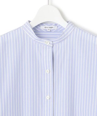 23区 【洗える】CANCLINI バンドカラー シャツ サックスブルーストライプ