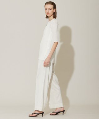 ICB 【接触冷感・UVケア・洗える】 ヴィスコースナイロンサテン ワイドパンツ オフホワイト系