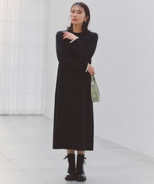 UNFILO フリルトリミング ニットワンピース