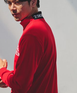 23区GOLF 【MEN】【吸水速乾/UVカット】スポーティ モックネックシャツ レッド系