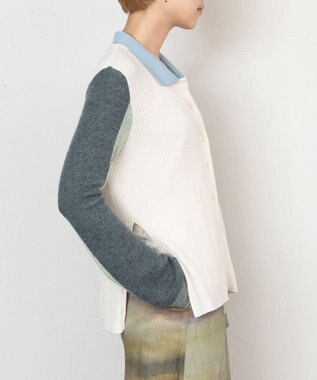 TRICOTE バイカラーニットシャツ 80IVORY