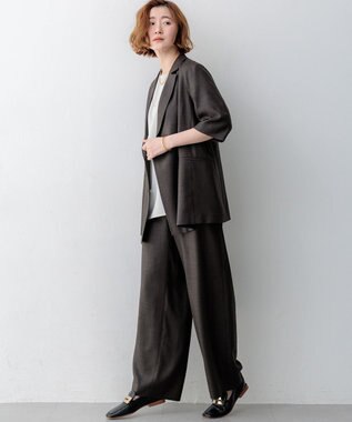 23区 【先行予約】リネンライクグロッシー ワイドパンツ グレー系