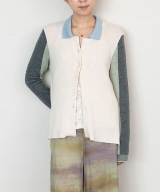  バイカラーニットシャツ