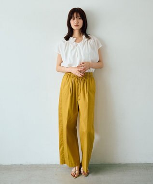 YECCA VECCA コットンイージー切替ワイドパンツ Yellow