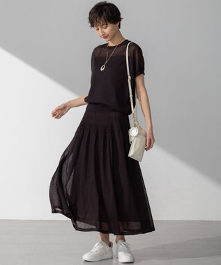 23区 【洗える】シャイニーシアー ドルマン ニット ダークブラウン系