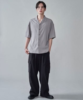 WEGO クレープオープンカラーシャツ（SS） ライトグレー