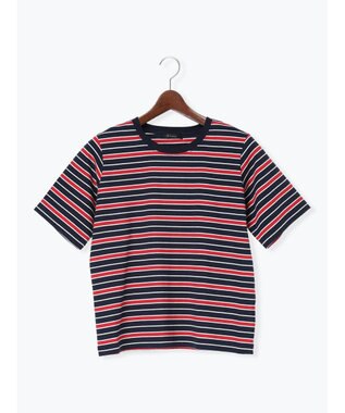 Te chichi マルチボーダーTシャツ ネイビー