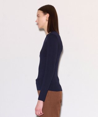 JOSEPH 【洗える】ストレッチシルクニット　ラウンドネック Navy