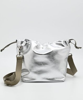 blancle メタリックレザー ドローストリング2wayバッグ SILVER