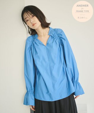  【ANSWER for 骨格ナチュラル】ギャザーショルダーシャツ