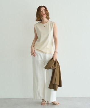 YECCA VECCA コットンスムースノースリーブトップス Off White