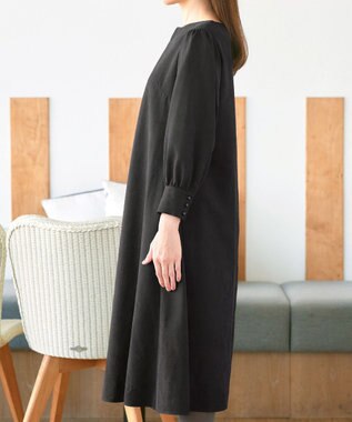 Tiaclasse 【洗える】ピーチスキンAラインワンピース チャコールグレー