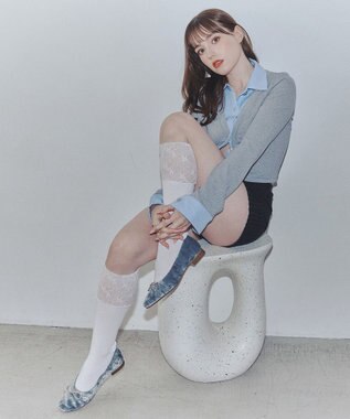 Bridget Birkin 【Bridget Birkin】ビジューリボンベロアパンプス ブルー雑材