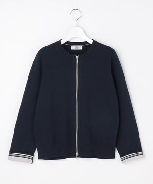 J.PRESS LADIES INTERLOCK ニット ブルゾン ネイビー系