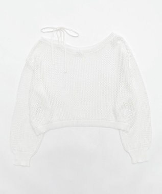 WEGO 2WAYオフショルメッシュニット ホワイト