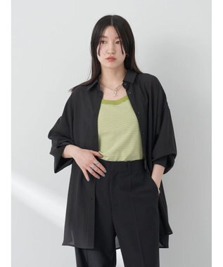 earth music&ecology シアーボーイズライクシャツ Black