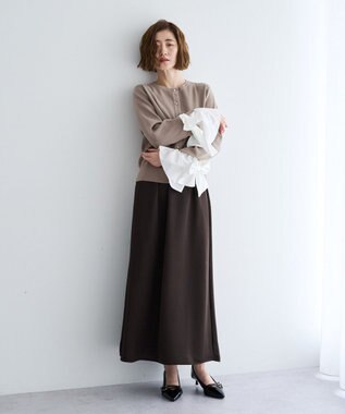 YECCA VECCA 2way袖リボンカーディガン Gray Beige