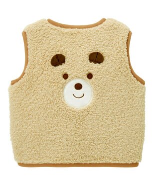 MIKI HOUSE HOT BISCUITS 【70-110cm】 もこくま顔ドン ボアフリースベスト アイボリー