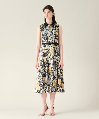 GRACE CONTINENTAL ボタニカルプリントワンピース ブラック