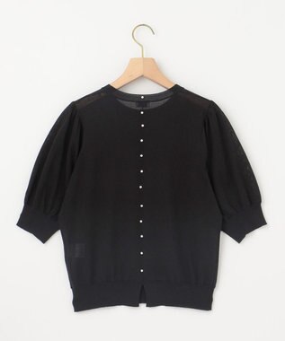 組曲 L シアーパフ袖 ニット ブラック系
