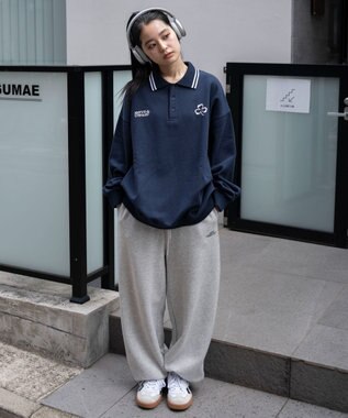 WEGO 【ユニセックス着用ITEM/MLサイズ展開】モチーフロゴポロスウェット ネイビー