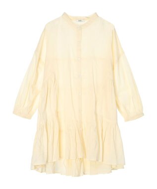 earth music&ecology コットンボイル切替ティアードチュニック Ivory