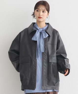 earth music&ecology フェイクレザージップジャケット