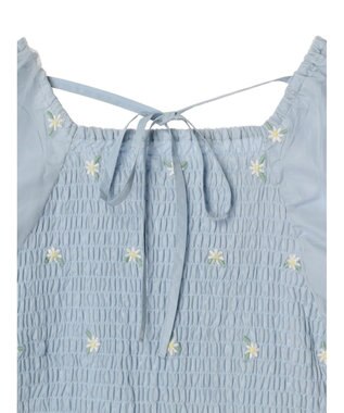 earth music&ecology フラワー刺繍ブラウス Blue