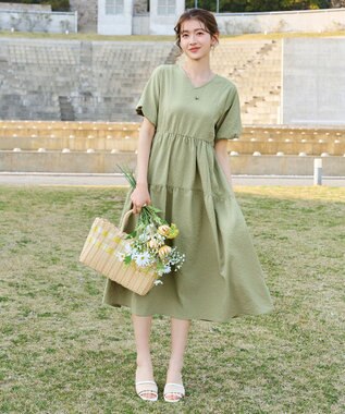 Tiaclasse リップルティアードワンピース ミント