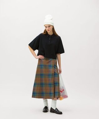 LENO DARK MADRAS CHECK WRAP SKIRT / マドラスチェックラップスカート BROWN