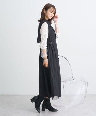 earth music&ecology サイドプリーツジレンチ ブラック