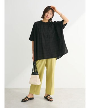 Green Parks インド綿 チェックドビーブラウス Black