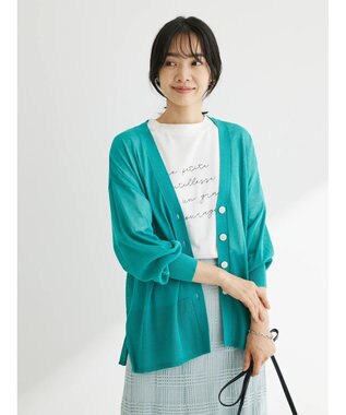 Green Parks 接触冷感Ｖネックカーデ Blue Green