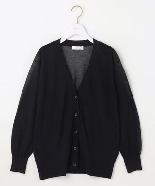 ANY SIS 【洗える】シアーVネック カーディガン ブラック